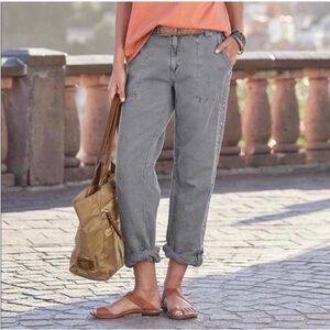 Sundance gray Organia lace linen blend casual pants Size 6 New